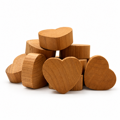 Solid red cedarwood hearts for wardrobes and drawers