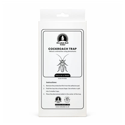 Packaging of Swedish Red Cedar Cockroach Trap on a white background