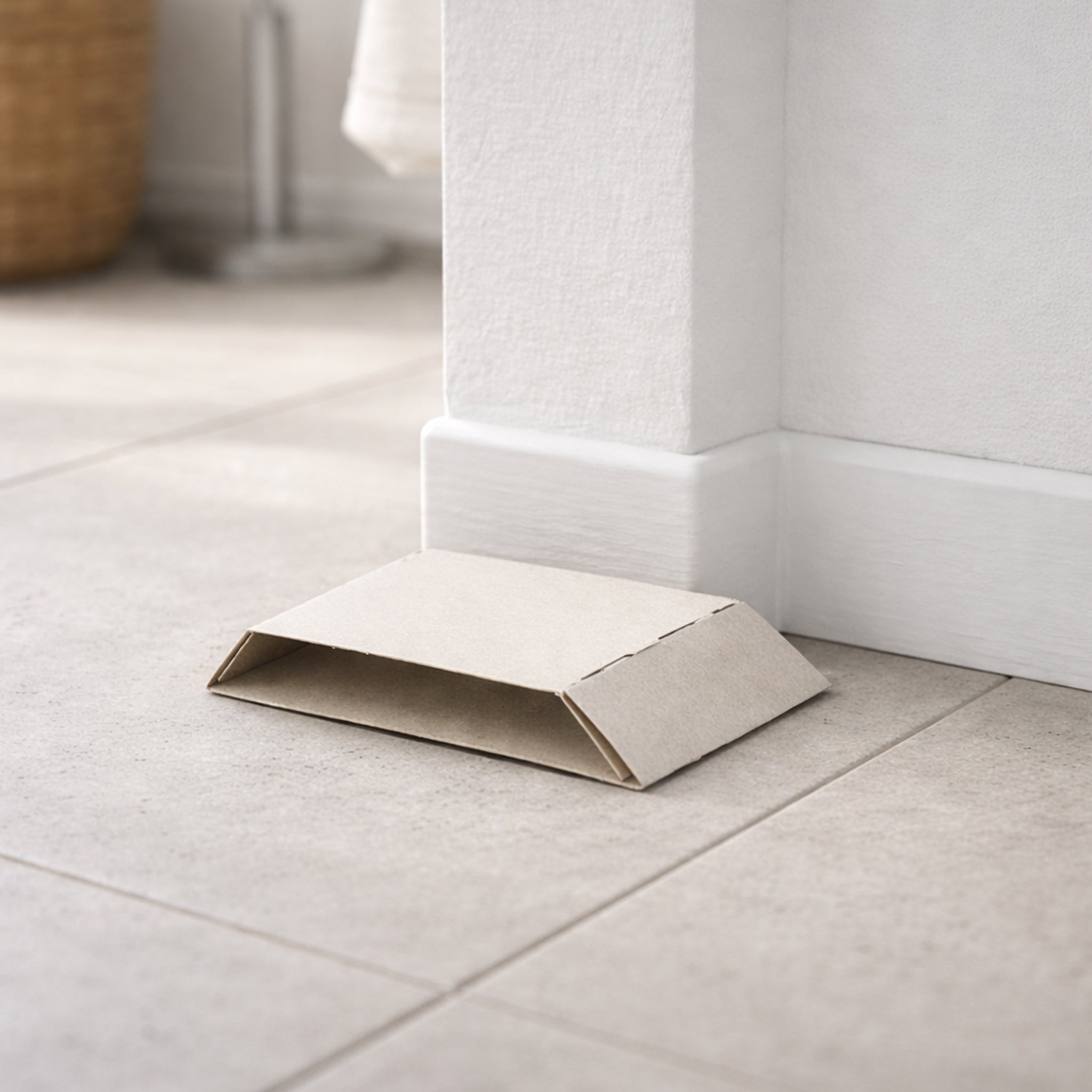 Long-tailed silverfish trap placed along skirting board for monitoring