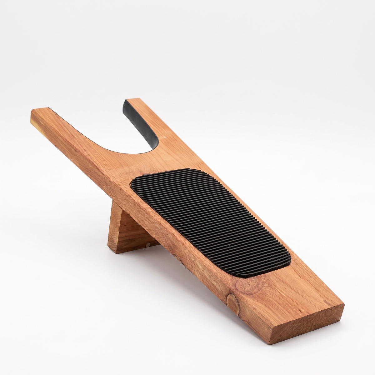 Premium cedarwood boot jack with textured foot pad