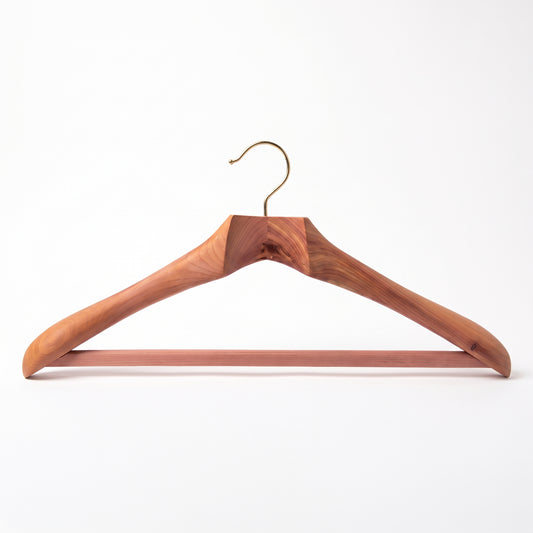 Premium Swedish red cedar suit and jacket hanger with wide contoured shoulders