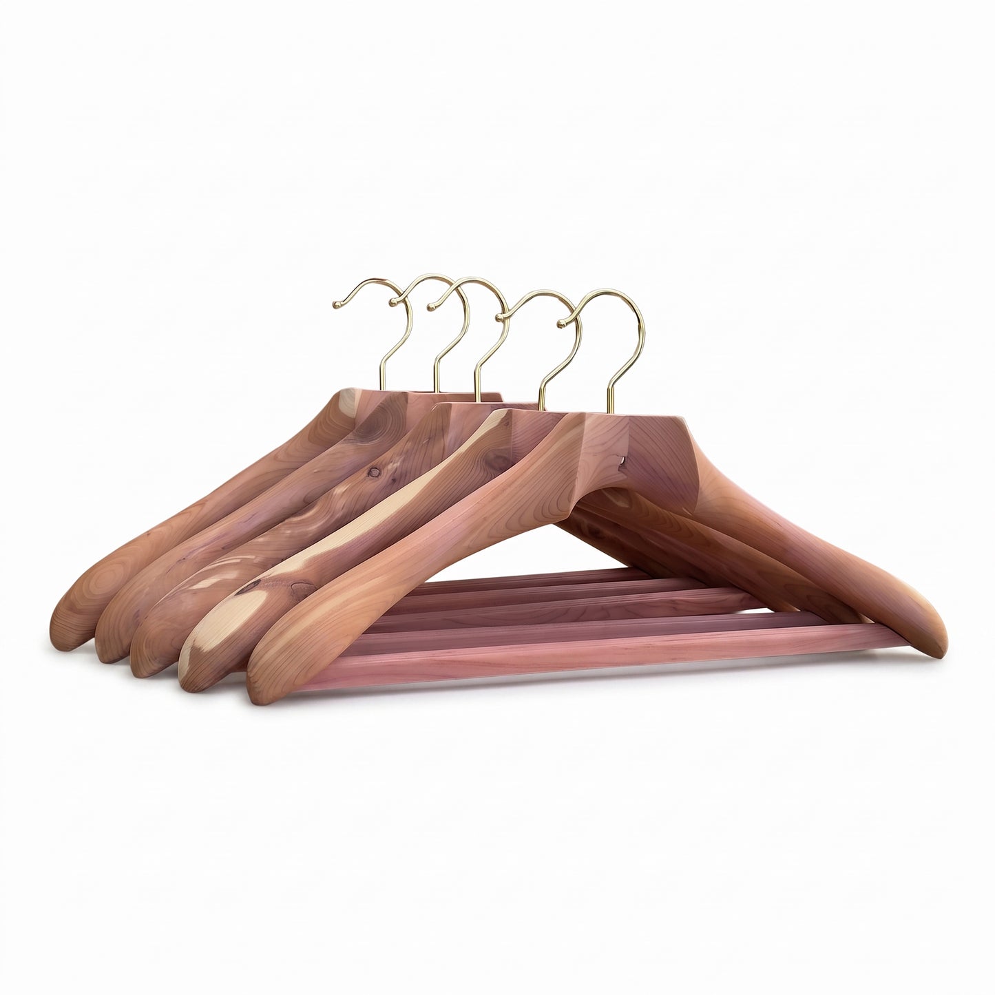 5 premium Swedish red cedar suit and jacket hangers with wide contoured shoulders