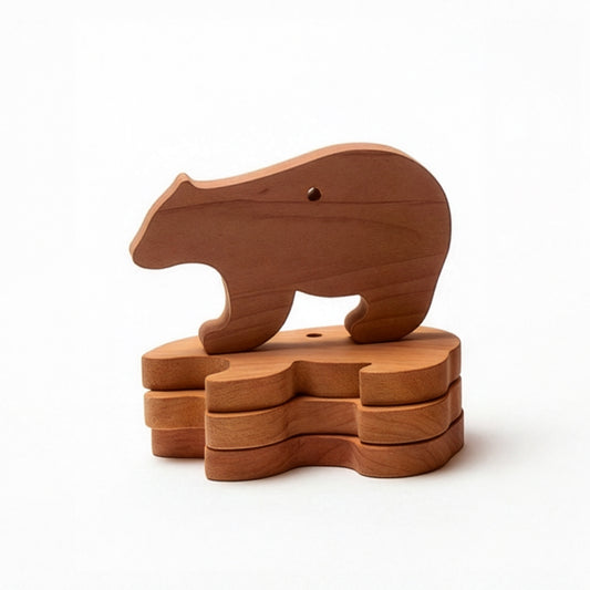 Swedish red cedarwood bear blocks stacked together for wardrobe and storage protection
