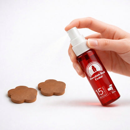 Refreshing thin cedarwood flowers without holes with Swedish red cedar oil spray

