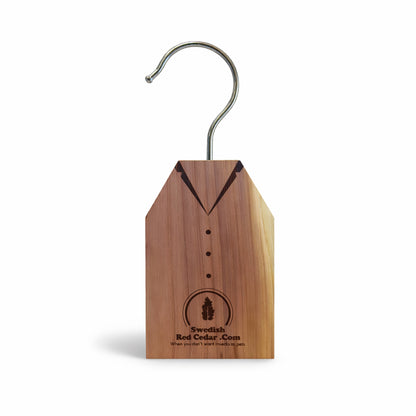 Handmade Swedish red cedarwood clothes hanger for natural wardrobe moth protection