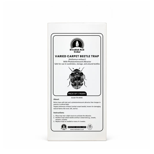Packaging of Swedish Red Cedar Varied carpet beetle Trap on a white background